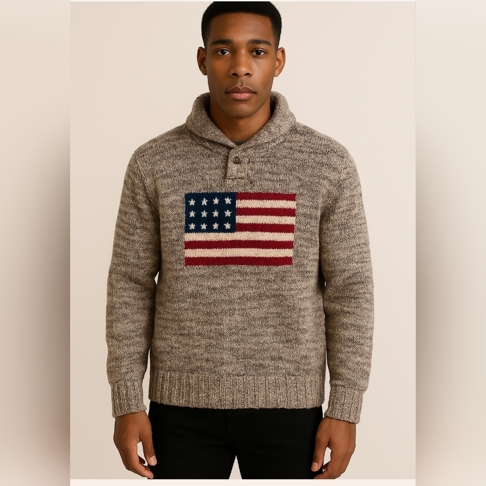 California spirit 1849 American Flag Wool Knit Sweater Size S
